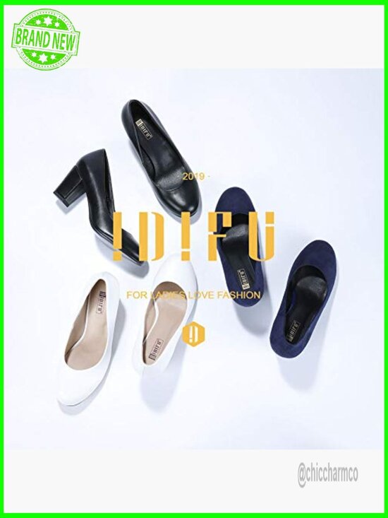 womens closed round toe low block heels ankle strap chunky  Dress Low Block Chunky Heels Pumps Closed Round Toe Shoes for Wedding Office
